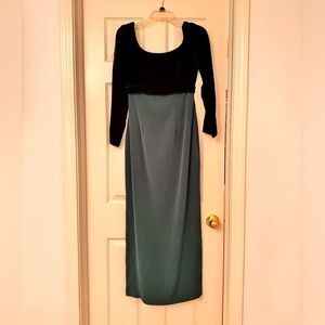 Vintage velvet mix maxi emerald green dress